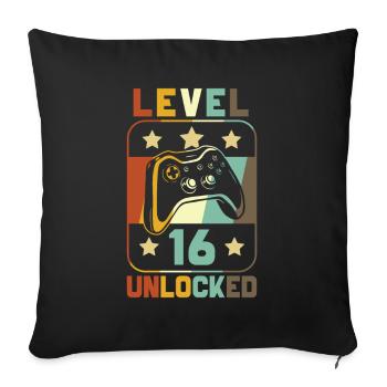 Niveau 16 débloqué - Housse de coussin décorative 45 x 45 cm - noir - Devant