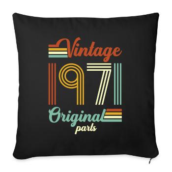 Vintage 1971 original - Sofa pillowcase 17,3'' x 17,3'' (45 x 45 cm) - black - Front