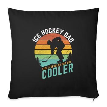 Papa de hockey sur glace - Housse de coussin décorative 45 x 45 cm - noir - Devant