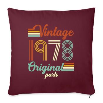 Vintage 1978 original - Housse de coussin décorative 45 x 45 cm - bordeaux - Devant