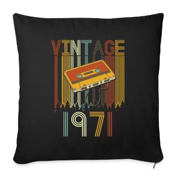Vintage 1971 retro - Sofa pillowcase 17,3'' x 17,3'' (45 x 45 cm) - black - Front