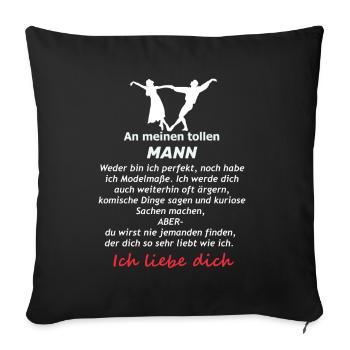An meinen tollen Mann - Frau Spruch - Sofakissenbezug 45 x 45 cm - Schwarz - Vorne