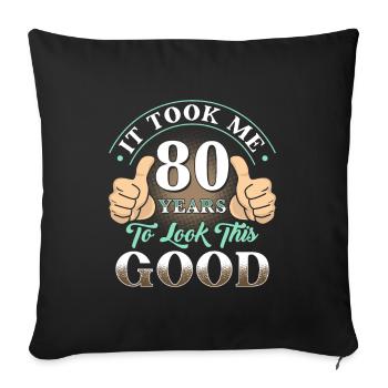 A pris 80 ans - Housse de coussin décorative 45 x 45 cm - noir - Devant