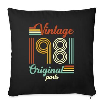 Vintage 1981 original - Sofa pillowcase 17,3'' x 17,3'' (45 x 45 cm) - black - Front
