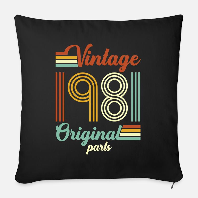 Vintage 1981 Original - Sofakissenbezug 45 x 45 cm - Schwarz