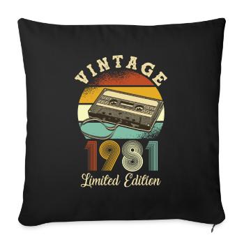 Vintage 1981 - Sofa pillowcase 17,3'' x 17,3'' (45 x 45 cm) - black - Front