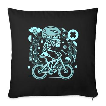 Vélo squelette bike totenkopf cadeau - Housse de coussin décorative 45 x 45 cm - noir - Devant