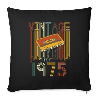 Vintage 1975 retro - Sofa pillowcase 17,3'' x 17,3'' (45 x 45 cm) - black - Front