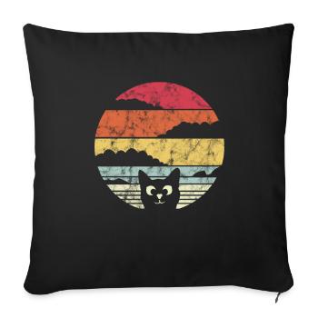 Chat vintage chat mignon au coucher du soleil rétro - Housse de coussin décorative 45 x 45 cm - noir - Devant