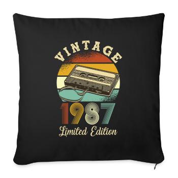Vintage 1987 - Sofa pillowcase 17,3'' x 17,3'' (45 x 45 cm) - black - Front
