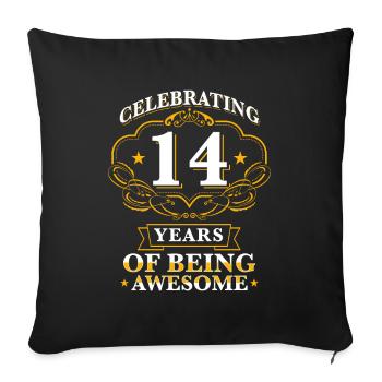 Celebrating 14 Years - Sofakissenbezug 45 x 45 cm - Schwarz - Vorne