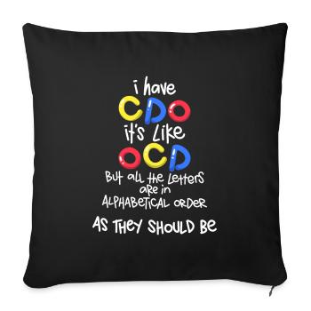 L'humour TOC a CDO comme TOC avec des lettres - Housse de coussin décorative 45 x 45 cm - noir - Devant