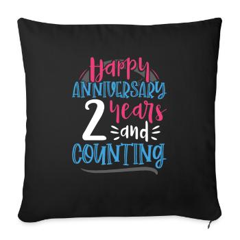 Joyeux anniversaire 2 ans et comptage 2e - Housse de coussin décorative 45 x 45 cm - noir - Devant