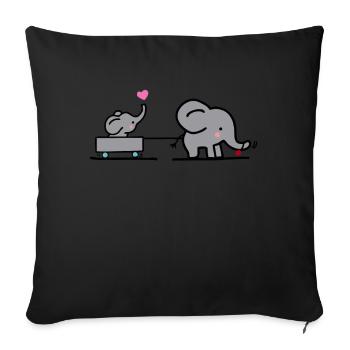 Big elephant attracts little elephant - Sofa pillowcase 17,3'' x 17,3'' (45 x 45 cm) - black - Front