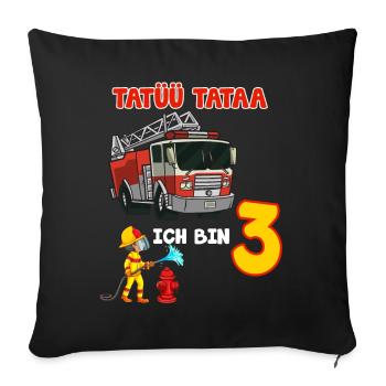 3 Geburtstag mit Feuerwehr für jeden 3 Jahre - Sofakissenbezug 45 x 45 cm - Schwarz - Vorne