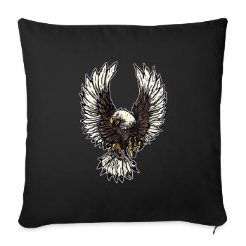 Aigle aigle tête d'aigle cadeau biker - Housse de coussin décorative 45 x 45 cm - noir - Devant