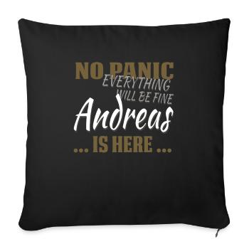 Andreas - Don't panic - funny gift in English - Sofa pillowcase 17,3'' x 17,3'' (45 x 45 cm) - black - Front