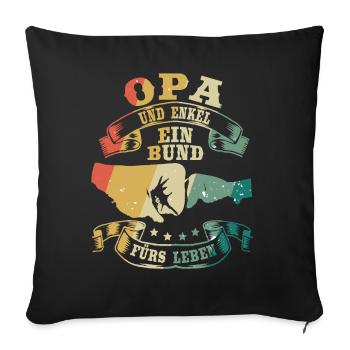 Opa und Enkel Bund fürs Leben Opi Vintage Geschenk - Sofakissenbezug 45 x 45 cm - Schwarz - Vorne