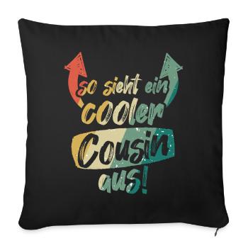 So sieht ein Cooler Cousin aus Vintage Retro - Sofakissenbezug 45 x 45 cm - Schwarz - Vorne