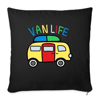 Freedom and Adventure: Camping Life - Sofa pillowcase 17,3'' x 17,3'' (45 x 45 cm) - black - Front