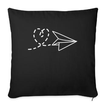 Love and Adventure Heart and Paper Planes - Sofa pillowcase 17,3'' x 17,3'' (45 x 45 cm) - black - Front