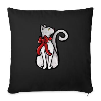 White Christmas Cat - Sofa pillowcase 17,3'' x 17,3'' (45 x 45 cm) - black - Front