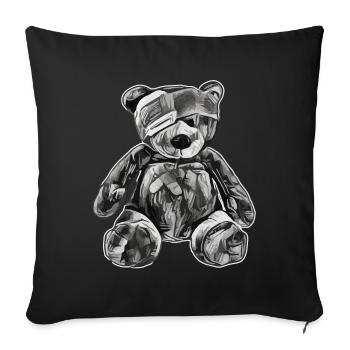 Toy teddy bear with an eye patch - Sofa pillowcase 17,3'' x 17,3'' (45 x 45 cm) - black - Front