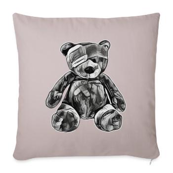 Ours en peluche jouet avec cache-oeil - Housse de coussin décorative 45 x 45 cm - taupe clair - Devant
