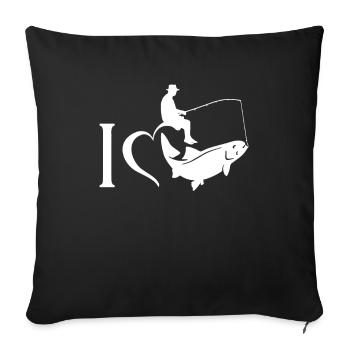 J'aime le cadeau de pêche de pêche - Housse de coussin décorative 45 x 45 cm - noir - Devant