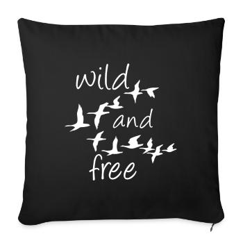 les oies sauvages sont sauvages et libres - Housse de coussin décorative 45 x 45 cm - noir - Devant