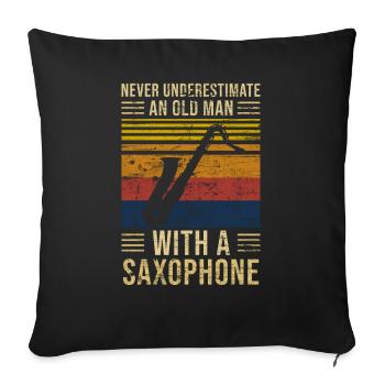 Saxophone sous-estime le vieil homme - Housse de coussin décorative 45 x 45 cm - noir - Devant
