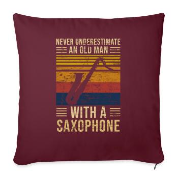 Saxophone sous-estime le vieil homme - Housse de coussin décorative 45 x 45 cm - bordeaux - Devant