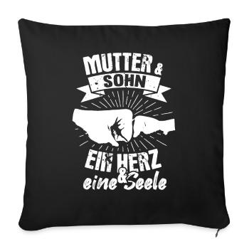 Mutter & Sohn Herz und Seele Muttertag Vintage - Sofakissenbezug 45 x 45 cm - Schwarz - Vorne