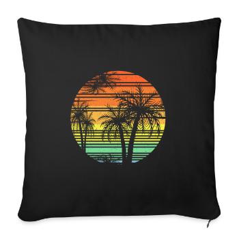 Retro Tropical Paradise Urlaub Geschenk Palme - Sofakissenbezug 45 x 45 cm - Schwarz - Vorne