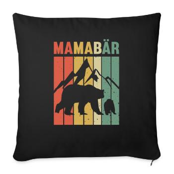 Mamabär Muttertag Retro Mutter Geschenk - Sofakissenbezug 45 x 45 cm - Schwarz - Vorne