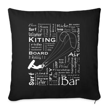 Kitesurf, kite surf, kitesurf, eau, mer - Housse de coussin décorative 45 x 45 cm - noir - Devant