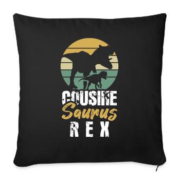 Cousin Saurus Dino Dinosaur Rex Anniversaire - Housse de coussin décorative 45 x 45 cm - noir - Devant