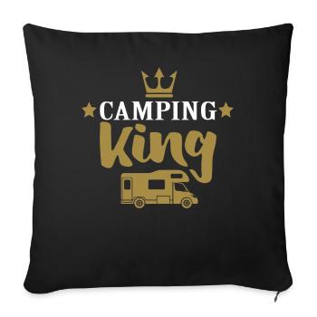 Camper Camping King Partnerlook Gift - Sofa pillowcase 17,3'' x 17,3'' (45 x 45 cm) - black - Front