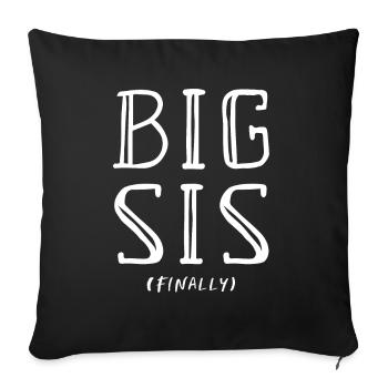 Ich werde endlich große Schwester Geschenkidee - Sofakissenbezug 45 x 45 cm - Schwarz - Vorne