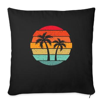 Cadeau de vacances de plage tropicale de style rétro de palmier - Housse de coussin décorative 45 x 45 cm - noir - Devant