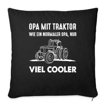Opa Geburtstag Geschenk Enkel Traktor Vatertag - Sofakissenbezug 45 x 45 cm - Schwarz - Vorne