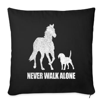 Horse and Dog Never Walk Alone Horse Riding Gift - Housse de coussin décorative 45 x 45 cm - noir - Devant