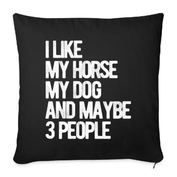 Like my Horse and Dog Horse Riding Fan Gift - Housse de coussin décorative 45 x 45 cm - noir - Devant