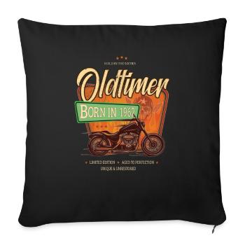 Oldtimer Motorrad geboren 1962 Geburtstag Geschenk - Sofakissenbezug 45 x 45 cm - Schwarz - Vorne