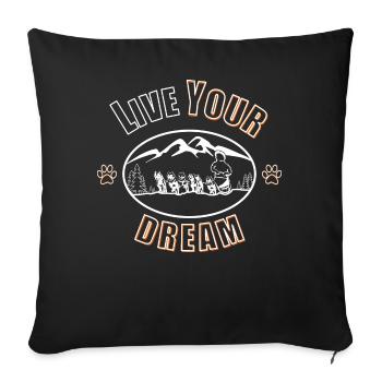 Vivez vos chiens de traîneau de rêve - Housse de coussin décorative 45 x 45 cm - noir - Devant