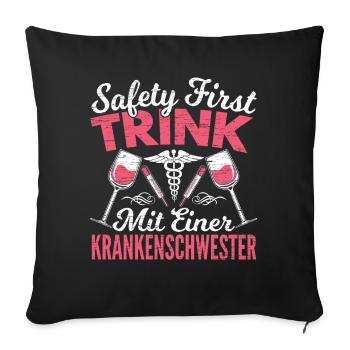Krankenschwester Geschenk Arzthelferin - Sofakissenbezug 45 x 45 cm - Schwarz - Vorne