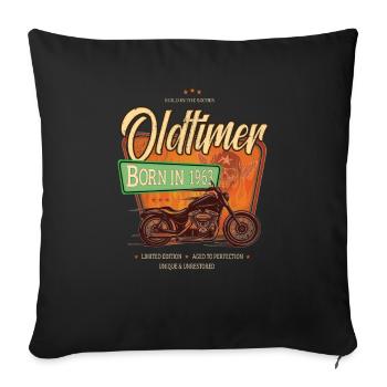 Oldtimer Motorrad geboren 1963 Geburtstag Geschenk - Sofakissenbezug 45 x 45 cm - Schwarz - Vorne
