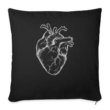 Realistic Heart Anatomical Love White - Sofa pillowcase 17,3'' x 17,3'' (45 x 45 cm) - black - Front