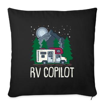 Copilote pour caravanes et fans de camping - Housse de coussin décorative 45 x 45 cm - noir - Devant