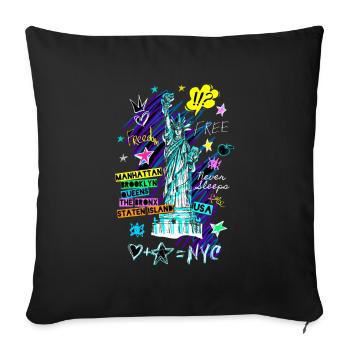 Statue of Liberty - Sofa pillowcase 17,3'' x 17,3'' (45 x 45 cm) - black - Front